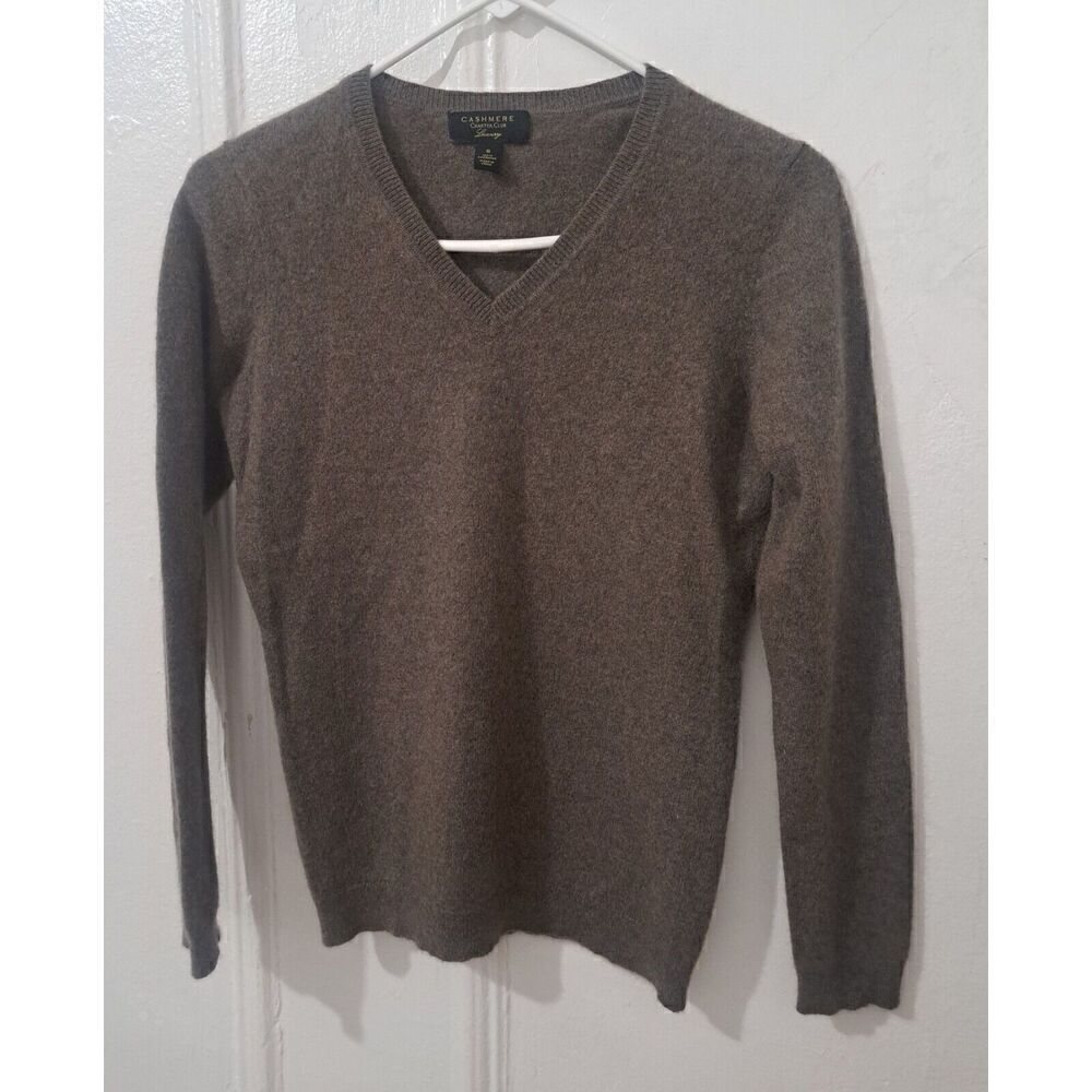 Charter Club Womens Small LUXURY 100%  CASHMERE tan Brown Sweater Pullover